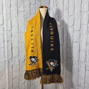 NHL Pittsburgh Penguins Yellow Black Colorblock Tassel Acrylic Scarf